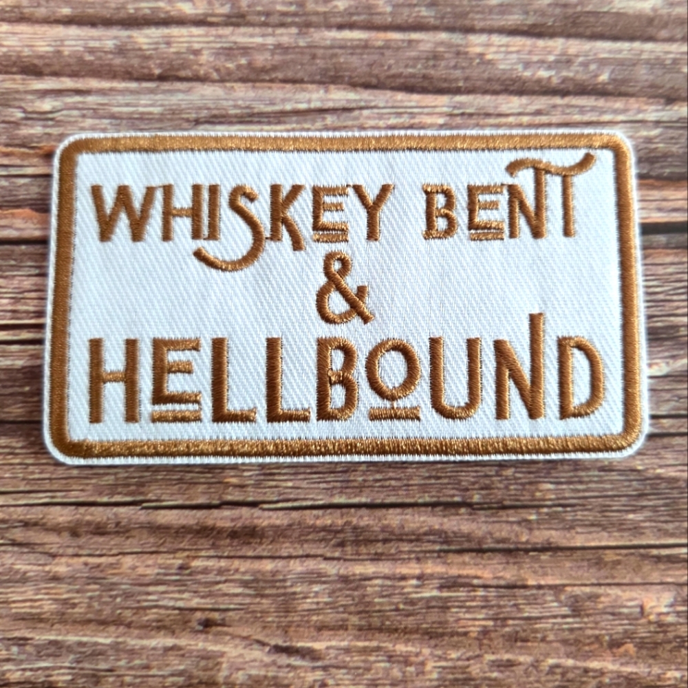 Whiskey Bent And Hellbound Rockabilly Western Punk Iron On Patch